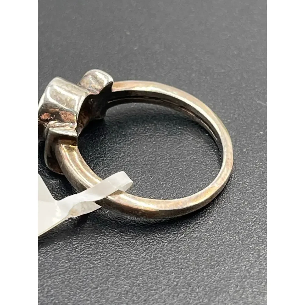 Designer Signed Sterling Silver Round Bezel Set Citrine Ring Sz‎ 7.25 - Picture 7 of 12